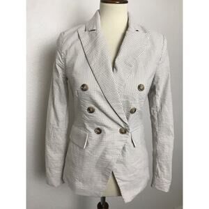 Joie Double Breast Blazer Striped Seersucker Stretch